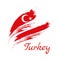 Flag of Turkey, brush stroke background vector illustration
