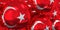 Flag of Turkey on foil balloons. National holiday concept. 3D rendering