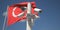 Flag of Turkey and four security cameras, 3d rendering