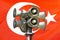 Flag of Turkey. Loudspeaker on Turkey flag background