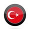 Flag of Turkey. Shiny black round button.
