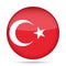 Flag of Turkey. Shiny round button.