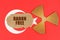On the flag of Turkey, the symbol of radioactivity and torn cardboard with the inscription - RADON FREE