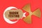 On the flag of Turkey, the symbol of radioactivity and torn cardboard with the inscription - Radon Testing