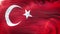 Flag of Turkey waving on sun. Seamless loop with highly detailed fabric texture.