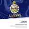 Flag of U.S. state Kansas waving on an white background