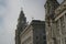 Flag of UK and England flew at half-staff on a building at Liverpool waterfront