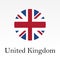 Flag of UK round icon or badge. United Kingdom and Great Britain circle button.