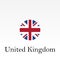 Flag of UK round icon or badge. United Kingdom and Great Britain circle button.