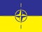 The flag of Ukraine against the background of the NATO flag. Ukraine and the concept of NATO. Illustration