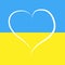 Flag of Ukraine blue-yellow and white heart made