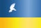 Flag of Ukraine with a dove. Stop world war. Symbol of peace and freedom on the background of the Ukrainian flag