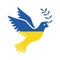 Flag of Ukraine in the form of a dove of peace. The concept of peace in Ukraine.