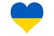 Flag of Ukraine, heart shaped icon on white background