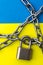 The flag of Ukraine and the lock