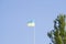 Flag of Ukraine on the mast develops in the wind