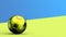 Flag of Ukraine with metal soccer ball, national soccer flag, soccer world cup, football european soccer, american and african