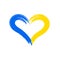 Flag of Ukraine in the shape of a heart. Ukrainian national symbol. stop the war