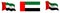 Flag of the United Arab Emirates in a static position and in motion, developing in the wind, on a white background