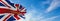 flag of United Kingdom Lord Lieutenant at cloudy sky background on sunset, panoramic view. united kingdom of great Britain,