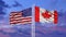 The Flag of the United States of America and the National Flag of Canada