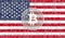 flag of United States and bitcoin, Integrated Circuit Board pattern. Bitcoin Stock Growth. Conceptual image for investors in