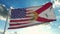 Flag of USA and Florida state. USA and Florida Mixed Flag waving in wind. 3d rendering