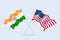 Flag of USA and India together. A symbol of friendship and cooperation of states. Vector illustration