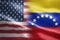Flag of USA and Venezuela - indicates partnership, agreement, or trade wall and conflict between these two countries