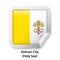 Flag of Vatican City, Holy See. Round glossy badge sticker