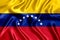 Flag of Venezuela silk close-up