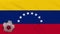 Flag of Venezuela and soccer ball rotates against backdrop of waving cloth