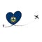 Flag Vermont Love Romantic travel Airplane air plane Aircraft Aeroplane flying fly jet airline line path vector fun