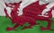 Flag of the Wales waving in the wind 3d render