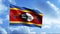 Flag waving in cloudy sky. Motion. Beautiful 3D animation of moving flag on flagpole. Eswatini flag is flying on