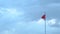 Flag wind beach warning red sky blue sand surf windy, from wave vacation in outdoor from ocean holiday, flagpole empty