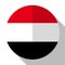 Flag Yemen - round flatstyle button with a shadow.