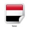 Flag of Yemen. Round glossy badge sticker