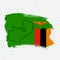 Flag Zambia from brush strokes and Blank map of Zambia. High quality map Republic of Zambia and flag on transparent background for