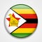 Flag of Zimbabwe. Round glossy badge