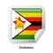 Flag of Zimbabwe. Round glossy badge sticker