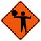 Flaggers In Road Ahead Warning Traffic Symbol Sign Isolate on White Background,Vector Illustration