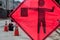 Flagman Sign at Construction Site