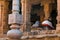 Flagpost and 100 pillar Maha-mandapa, Airavatesvara Temple, Darasuram, Tamil Nadu. View from East.