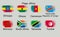 Flags of Africa, set. Ethiopia, Ghana, Cameroon, DRC, Morocco, Tanzania, Tunisia