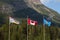 Flags of Alberta, Canada and British Columbia