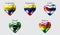 Flags of America countries. The flags of Colombia, Venezuela, Cuba, Brazil, Bolivia on an air ball in the form of a heart made of