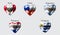 Flags of America countries. The flags of Peru, Chile, Argentina,Paraguay, Uruguay on an air ball in the form of a heart made of gl