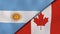 The flags of Argentina and Canada. News, reportage, business background. 3d illustration