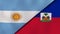 The flags of Argentina and Haiti. News, reportage, business background. 3d illustration